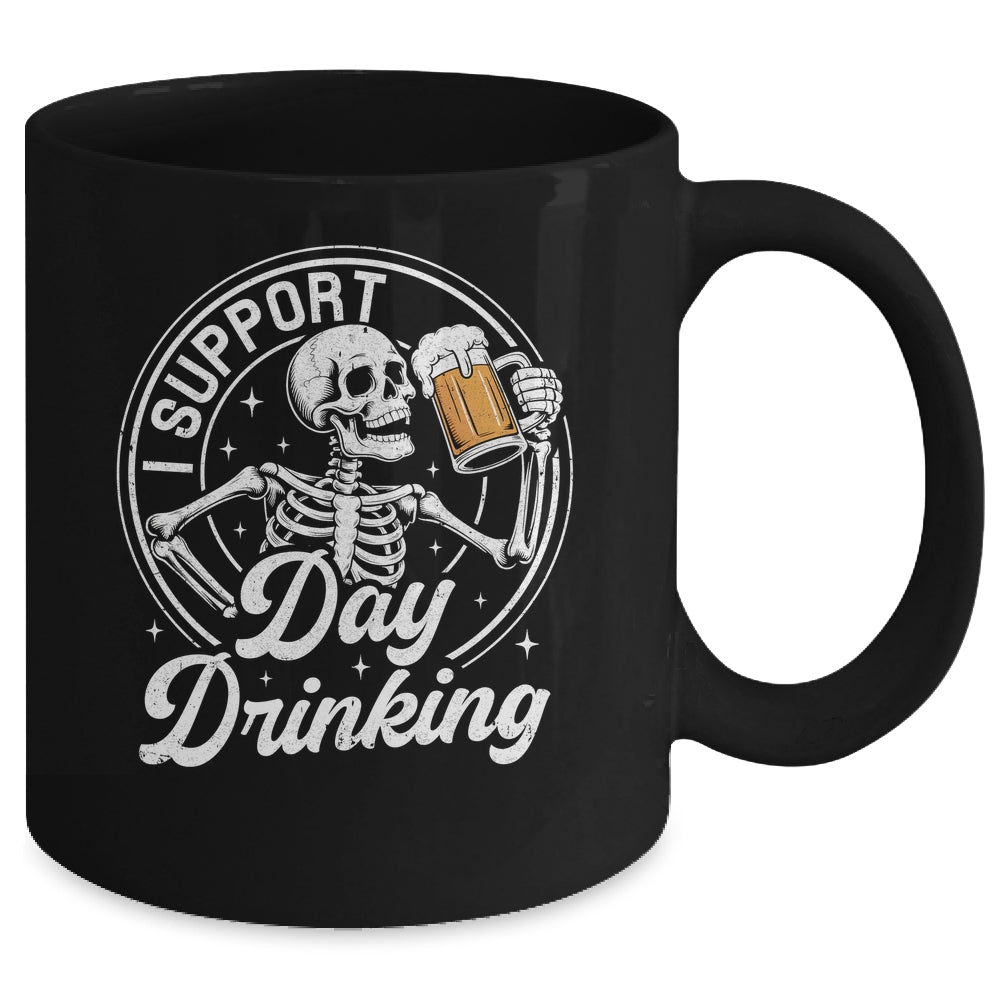 Beer Lover Drinking Party Skeleton I Support Day Drinking Mug | teecentury