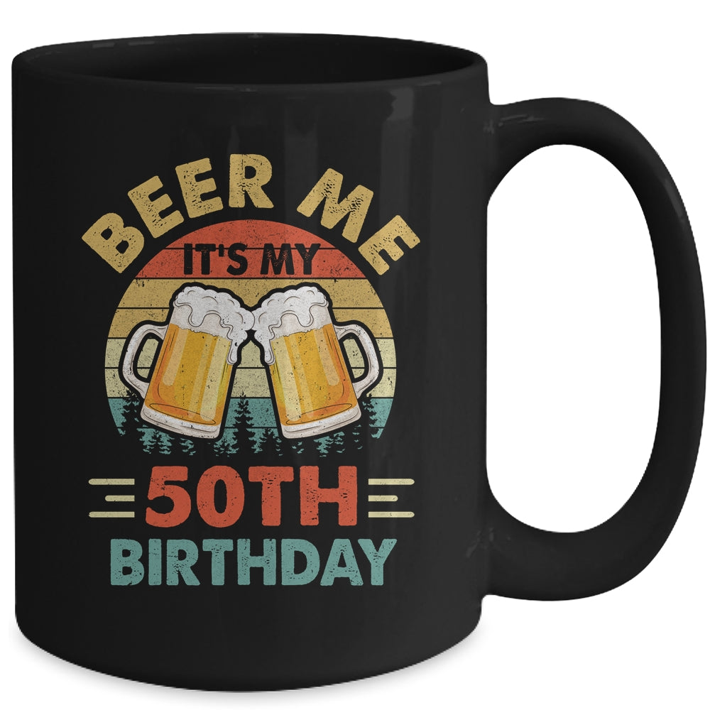 Beer Me It's My 50th Birthday Party 50 Years Old Men Vintage Mug | teecentury