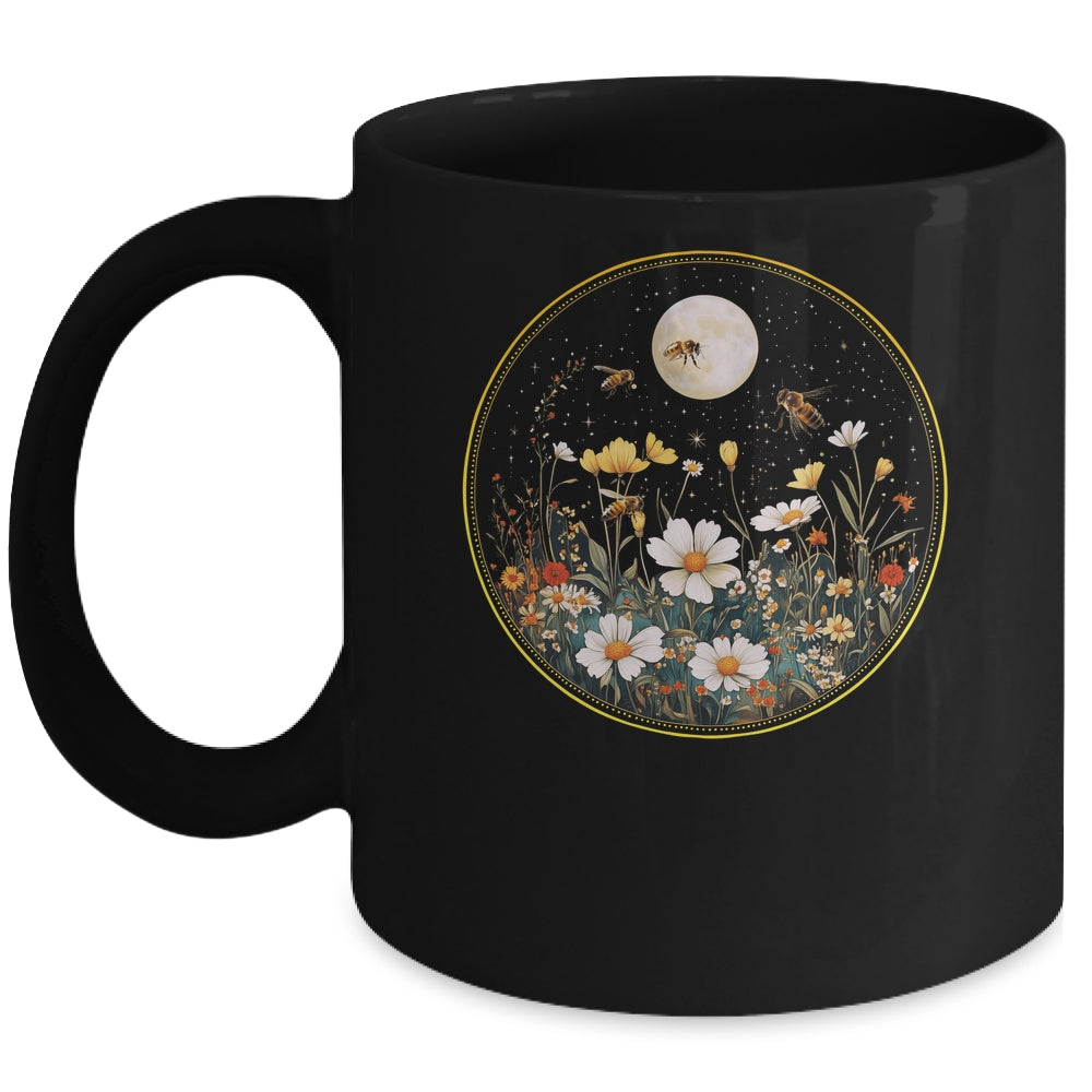 Bees Wildflowers Cottagecore Vintage Flower Beekeeper Bee Mug | teecentury