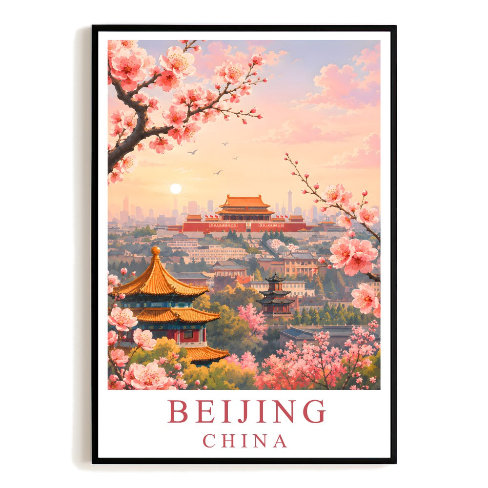 Beijing China Travel Poster Chinese Architecture Watercolor Art Print Vintage Landscape Painting Print Ideal For Family Home Living Room Office Bedroom Decor Unframed | teecentury