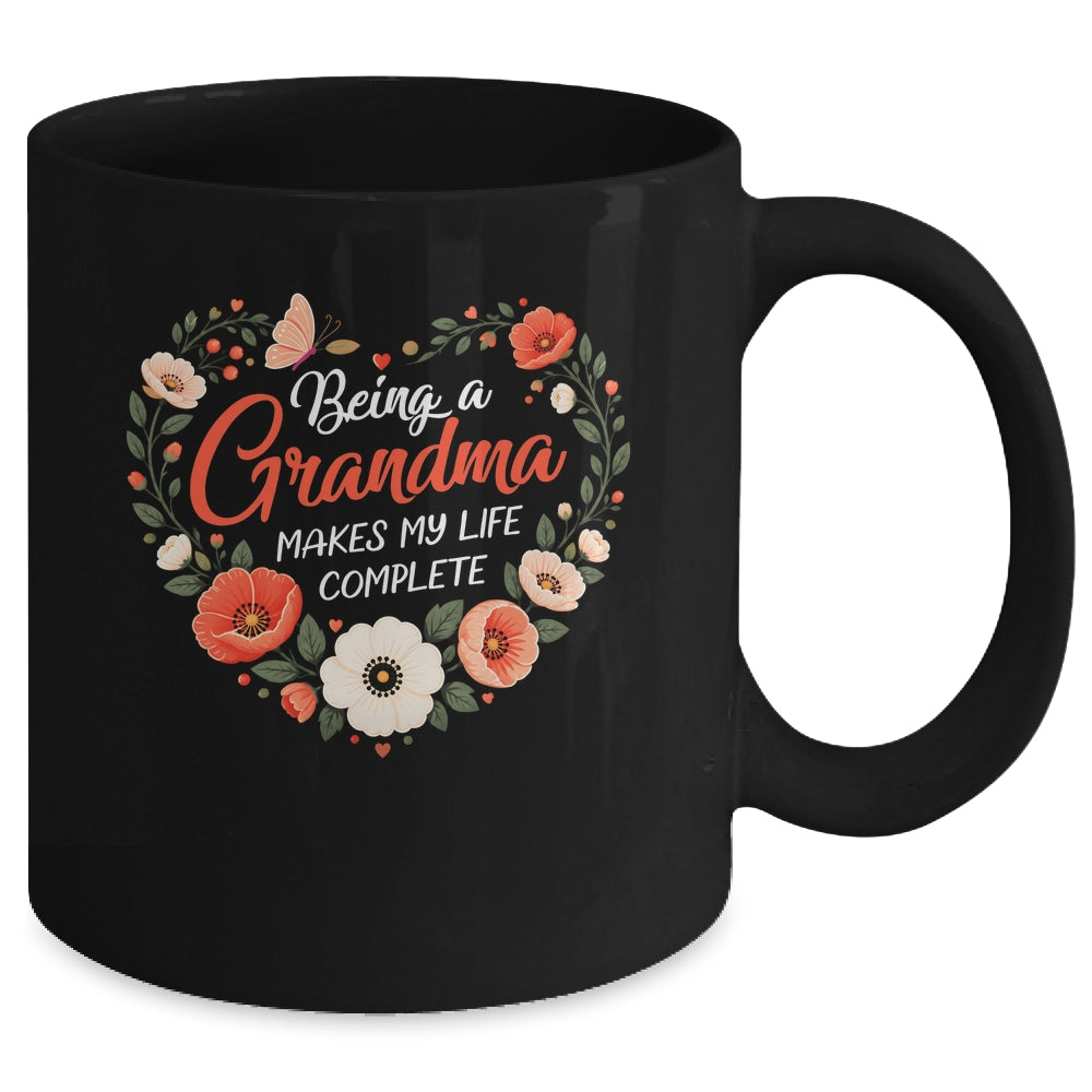 Being A Grandma Makes My Life Complete Floral Butterfly Mug | teecentury
