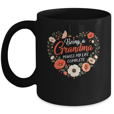 Being A Grandma Makes My Life Complete Floral Butterfly Mug | teecentury