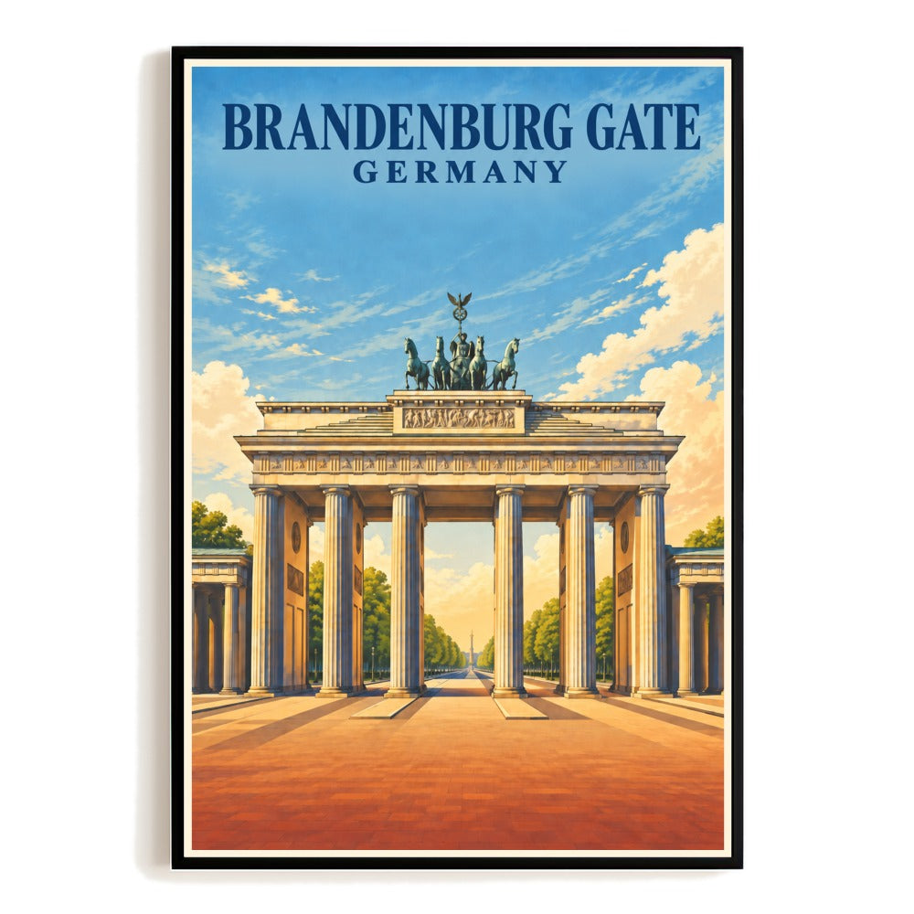 Berlin Germany Brandenburg Gate Travel Gift Poster Vintage European Landmark Wall Art Print Historic Architecture Souvenir Decor For Home Living Room Bedroom Unframed | teecentury