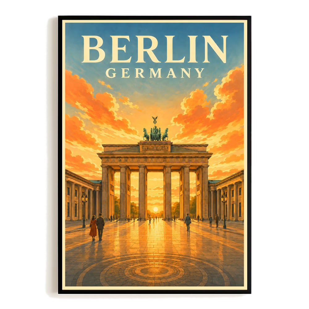 Berlin Germany Travel Poster Brandenburg Gate Souvenir Gift Vintage Wall Art Decor Landscape Print Painting Picture For Home Living Room Office Bedroom Decor Unframed | teecentury