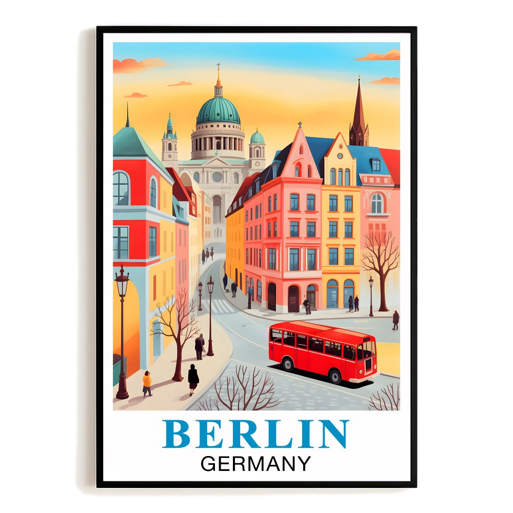Berlin Germany Vintage Travel Poster Cathedral Buildings Skyline Wall Art Print Souvenir Landscape Painting Ideal For Home Office Living Room Bedroom Decor Unframed | teecentury