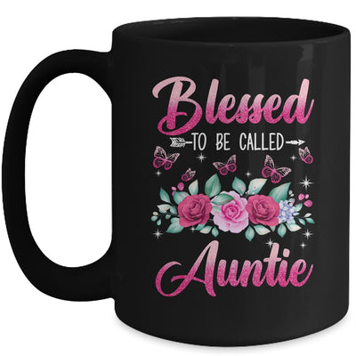 Bessed To Be Called Auntie Mothers Day Birthday Rose Butterfly Mug | teecentury