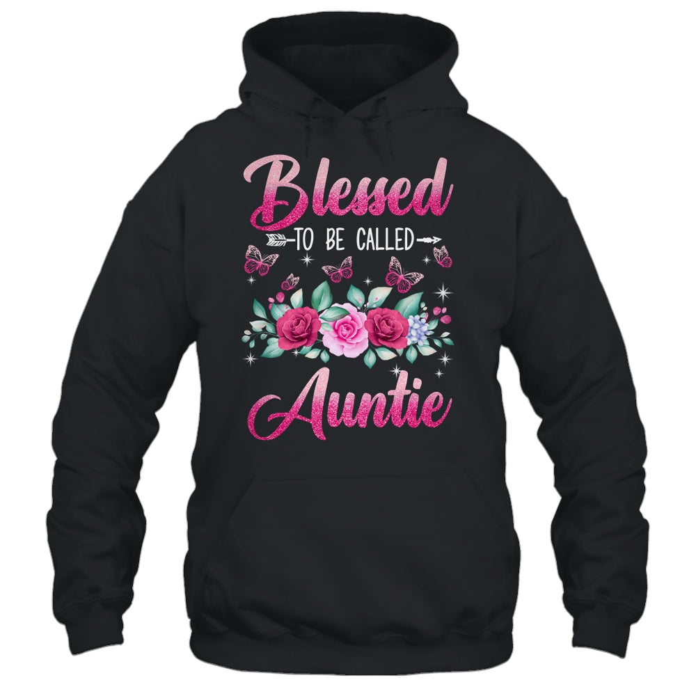 Bessed To Be Called Auntie Mothers Day Birthday Rose Butterfly Shirt & Tank Top | teecentury