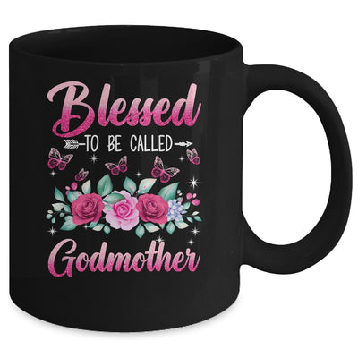 Bessed To Be Called Godmother Mothers Day Birthday Rose Butterfly Mug | teecentury