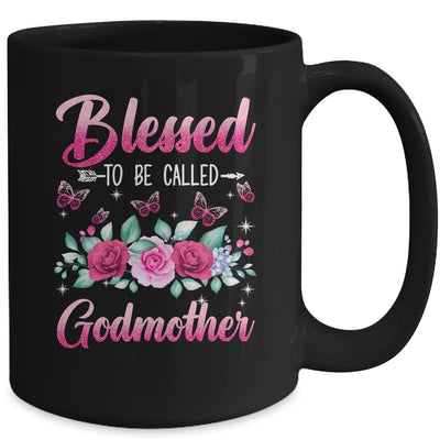 Bessed To Be Called Godmother Mothers Day Birthday Rose Butterfly Mug | teecentury