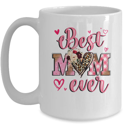 Best Mom Ever Mother's Day Mom With Floral Leopard Heart Mug | teecentury