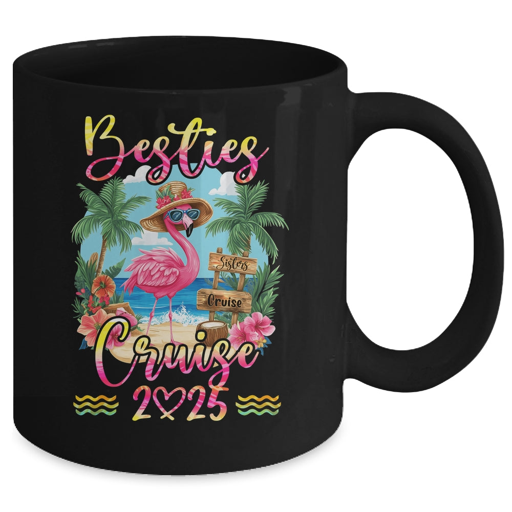 Besties Cruise 2025 Tie Dye Flamingo Cruise Squad Girls Trip Mug | teecentury