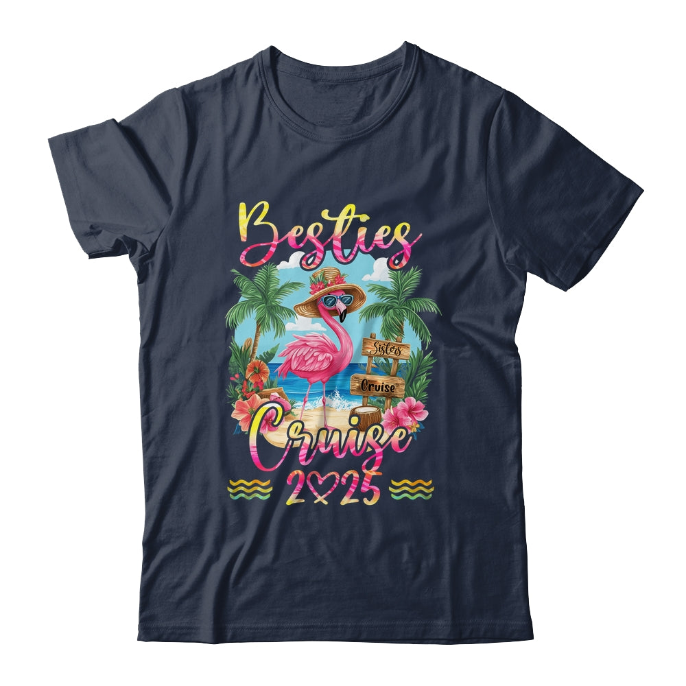 Besties Cruise 2025 Tie Dye Flamingo Cruise Squad Girls Trip Shirt & Tank Top | teecentury