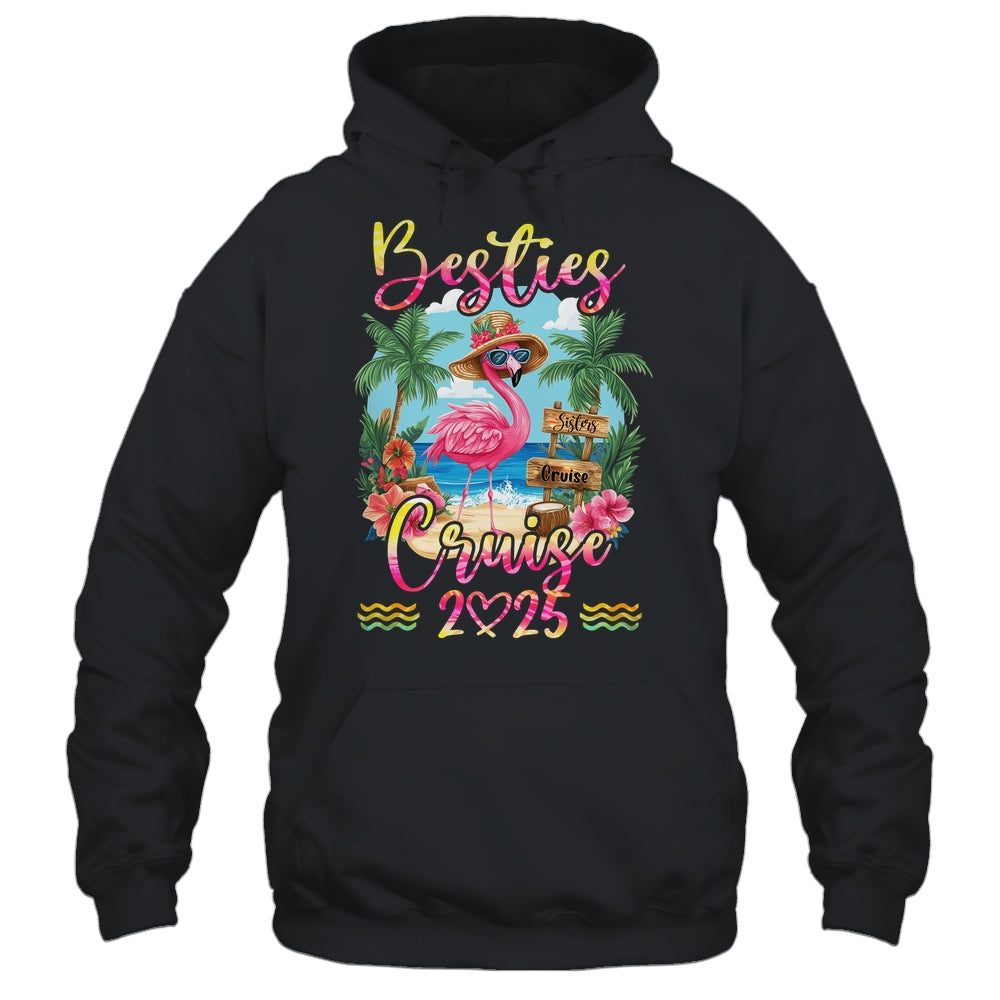 Besties Cruise 2025 Tie Dye Flamingo Cruise Squad Girls Trip Shirt & Tank Top | teecentury