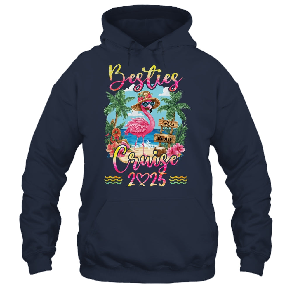 Besties Cruise 2025 Tie Dye Flamingo Cruise Squad Girls Trip Shirt & Tank Top | teecentury