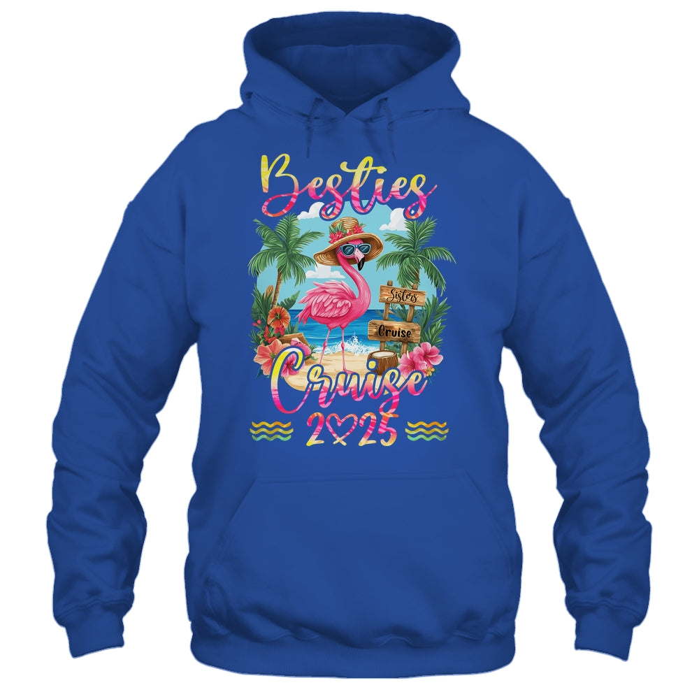 Besties Cruise 2025 Tie Dye Flamingo Cruise Squad Girls Trip Shirt & Tank Top | teecentury