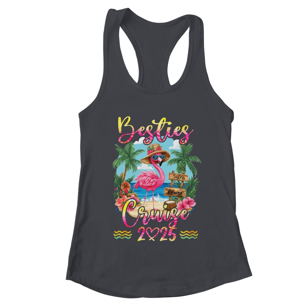 Besties Cruise 2025 Tie Dye Flamingo Cruise Squad Girls Trip Shirt & Tank Top | teecentury