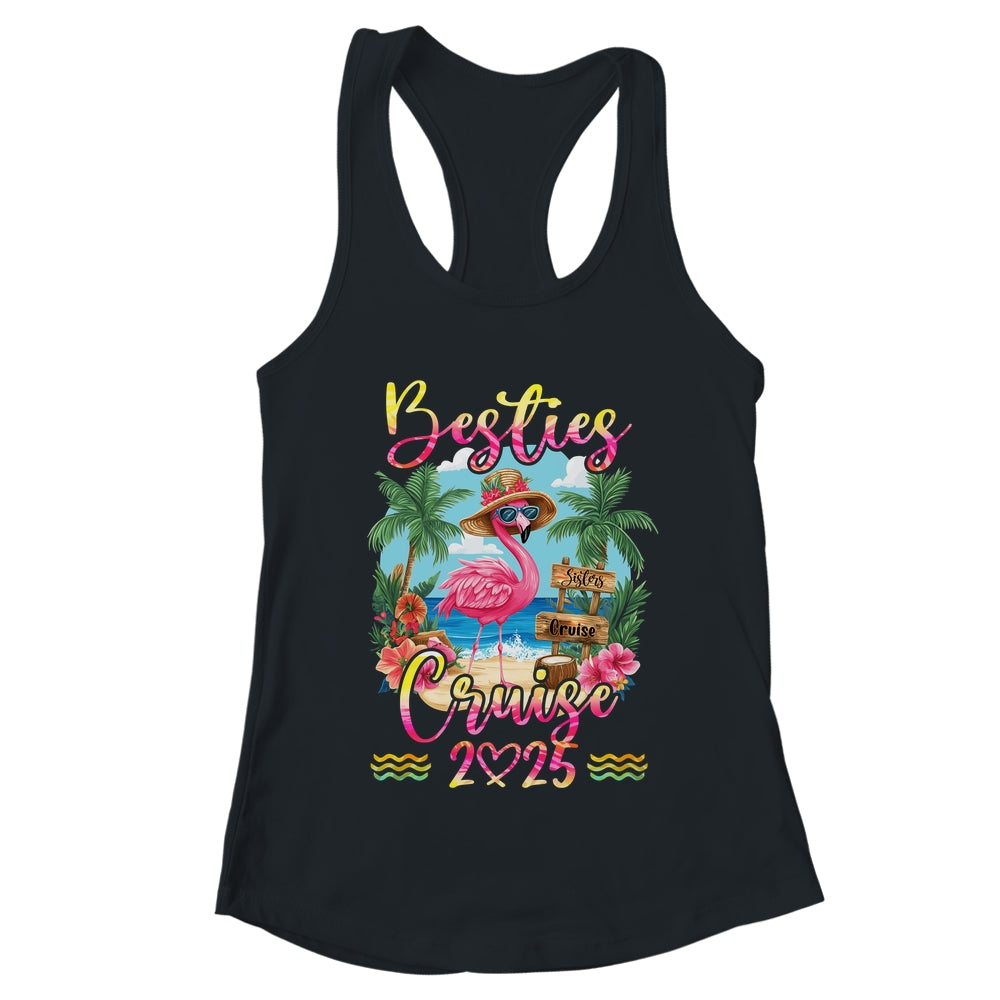Besties Cruise 2025 Tie Dye Flamingo Cruise Squad Girls Trip Shirt & Tank Top | teecentury