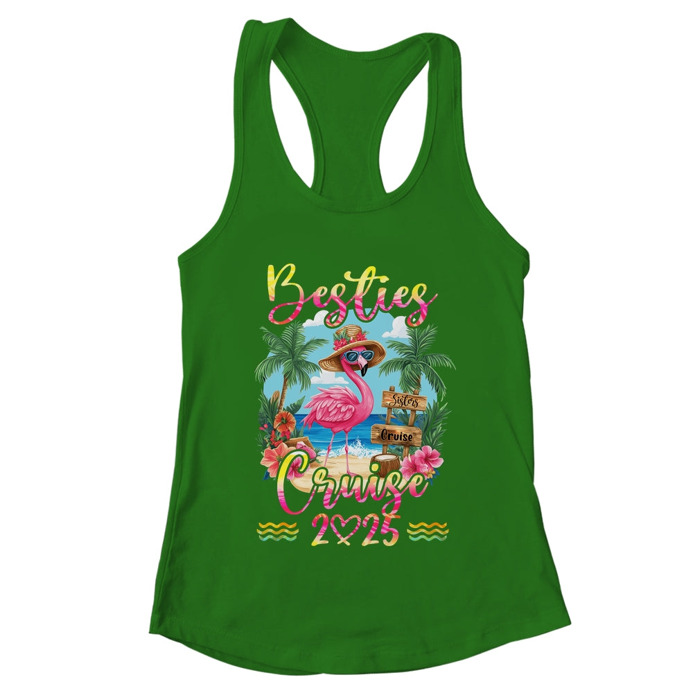 Besties Cruise 2025 Tie Dye Flamingo Cruise Squad Girls Trip Shirt & Tank Top | teecentury