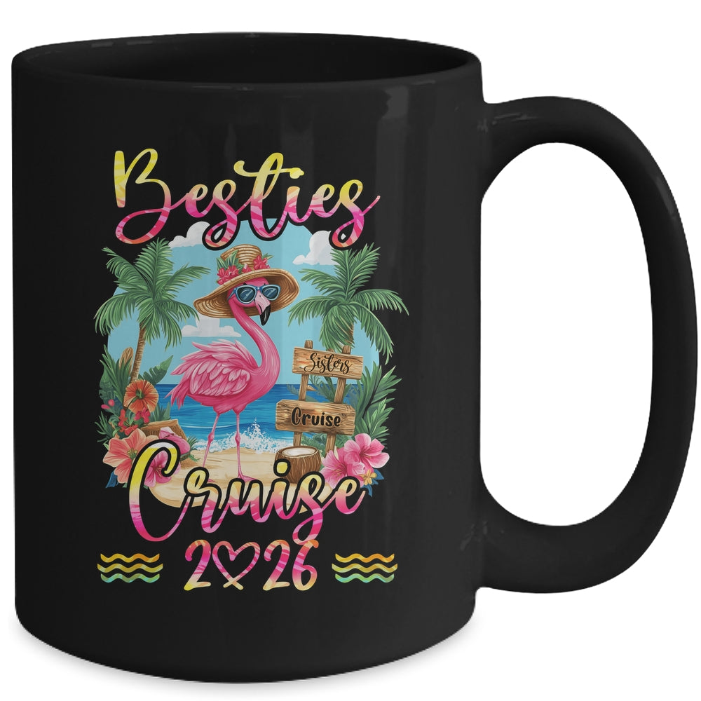 Besties Cruise 2026 Tie Dye Flamingo Cruise Squad Girls Trip Mug | teecentury