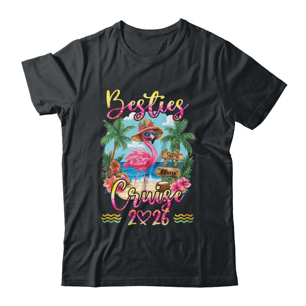 Besties Cruise 2026 Tie Dye Flamingo Cruise Squad Girls Trip Shirt & Tank Top | teecentury