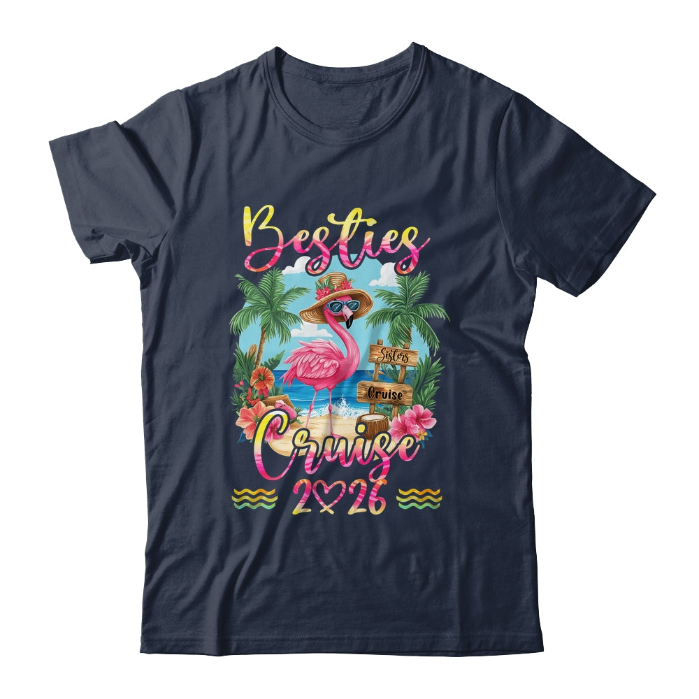 Besties Cruise 2026 Tie Dye Flamingo Cruise Squad Girls Trip Shirt & Tank Top | teecentury