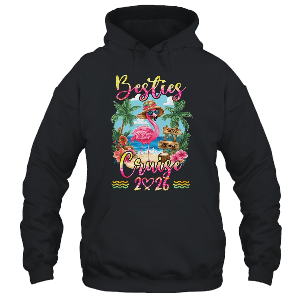 Besties Cruise 2026 Tie Dye Flamingo Cruise Squad Girls Trip Shirt & Tank Top | teecentury