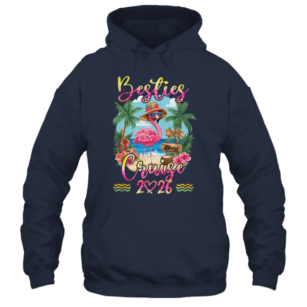 Besties Cruise 2026 Tie Dye Flamingo Cruise Squad Girls Trip Shirt & Tank Top | teecentury