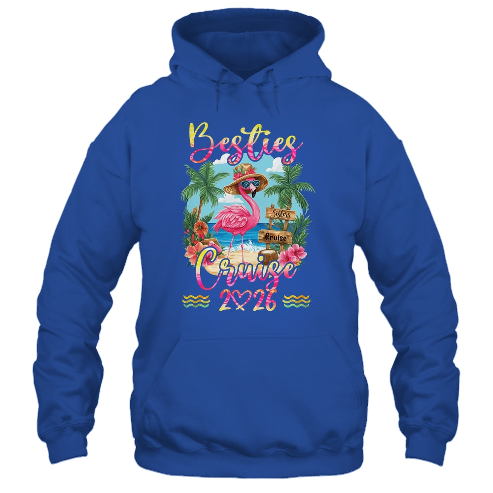 Besties Cruise 2026 Tie Dye Flamingo Cruise Squad Girls Trip Shirt & Tank Top | teecentury