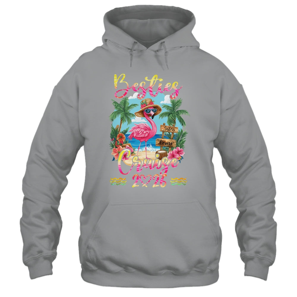 Besties Cruise 2026 Tie Dye Flamingo Cruise Squad Girls Trip Shirt & Tank Top | teecentury
