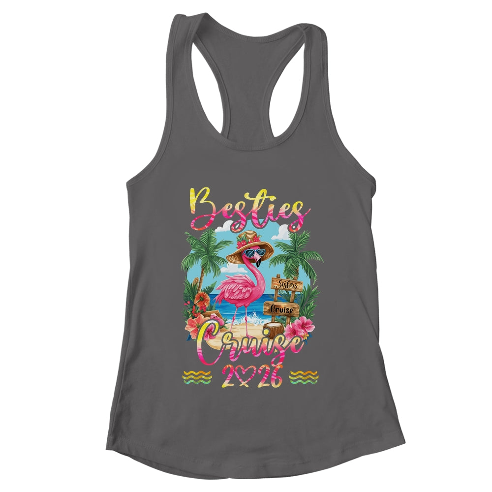 Besties Cruise 2026 Tie Dye Flamingo Cruise Squad Girls Trip Shirt & Tank Top | teecentury