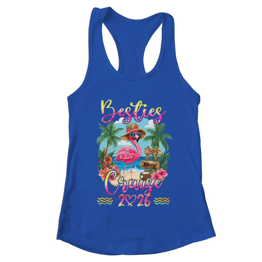 Besties Cruise 2026 Tie Dye Flamingo Cruise Squad Girls Trip Shirt & Tank Top | teecentury