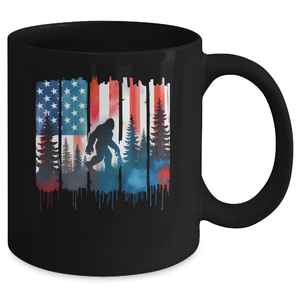 Big Foot Bigfoot Sasquatch American Flag Patriotic 4th July Mug | teecentury