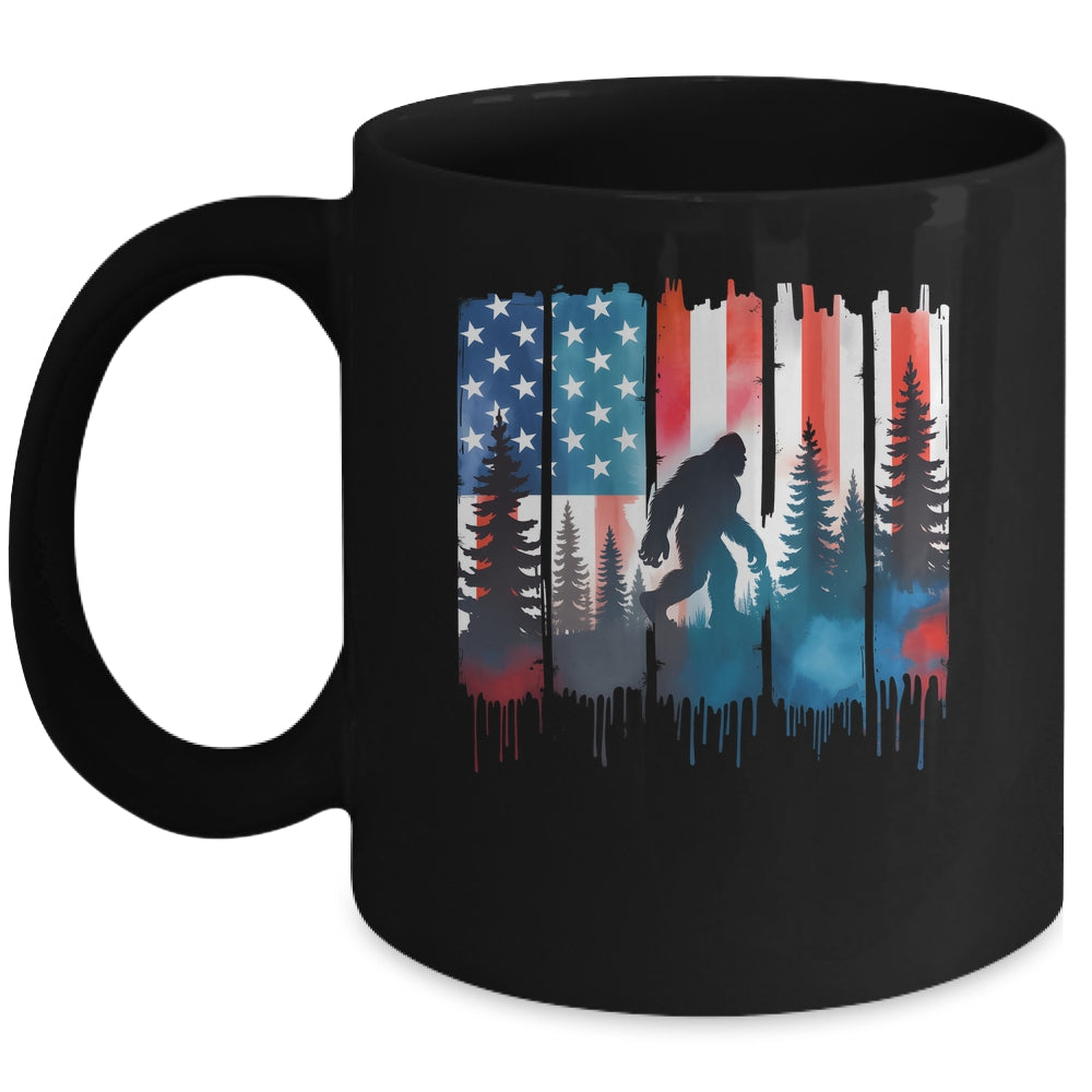 Big Foot Bigfoot Sasquatch American Flag Patriotic 4th July Mug | teecentury