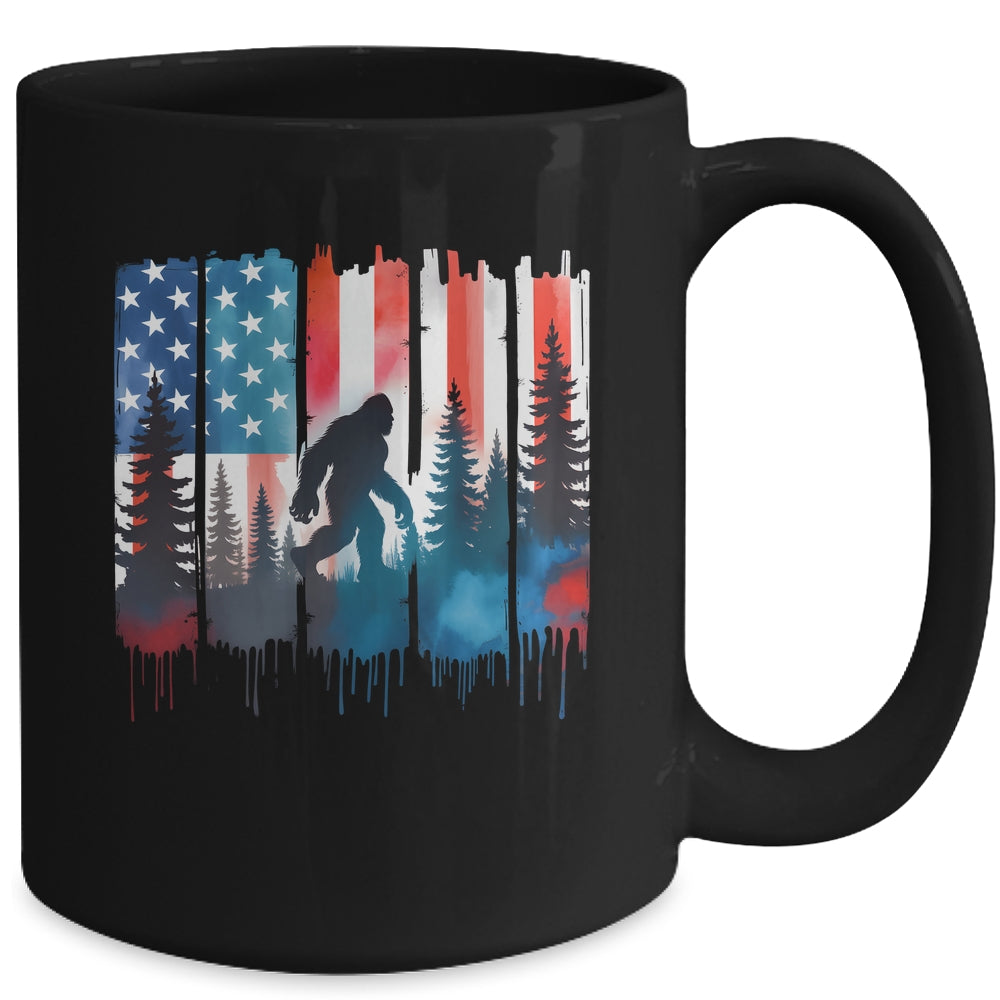 Big Foot Bigfoot Sasquatch American Flag Patriotic 4th July Mug | teecentury