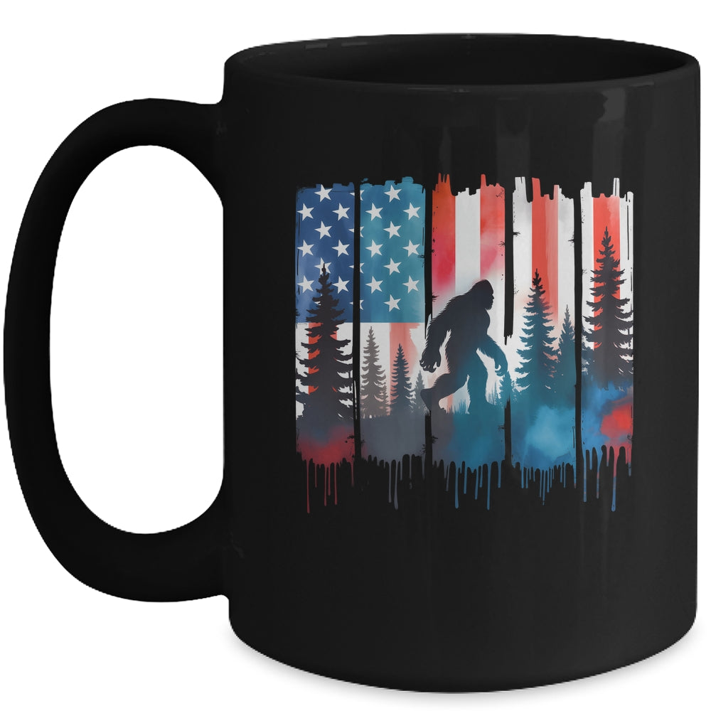 Big Foot Bigfoot Sasquatch American Flag Patriotic 4th July Mug | teecentury