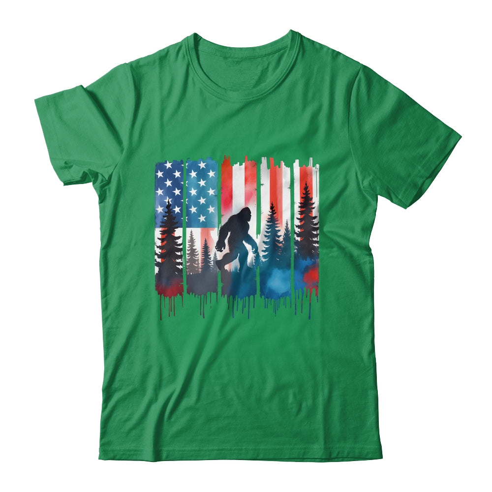Big Foot Bigfoot Sasquatch American Flag Patriotic 4th July Shirt & Hoodie | teecentury