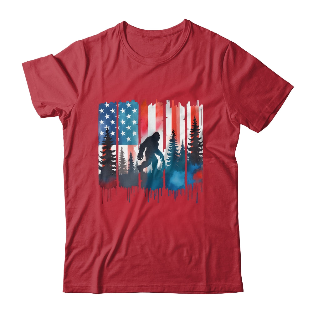 Big Foot Bigfoot Sasquatch American Flag Patriotic 4th July Shirt & Hoodie | teecentury