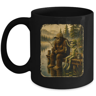 Bigfoot Alien Fishing Funny Men UFO Sasquatch Lovers Camping Mug | teecentury