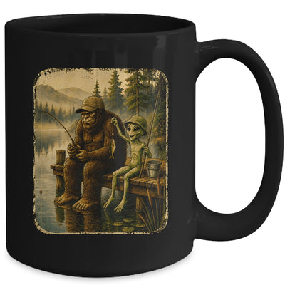 Bigfoot Alien Fishing Funny Men UFO Sasquatch Lovers Camping Mug | teecentury