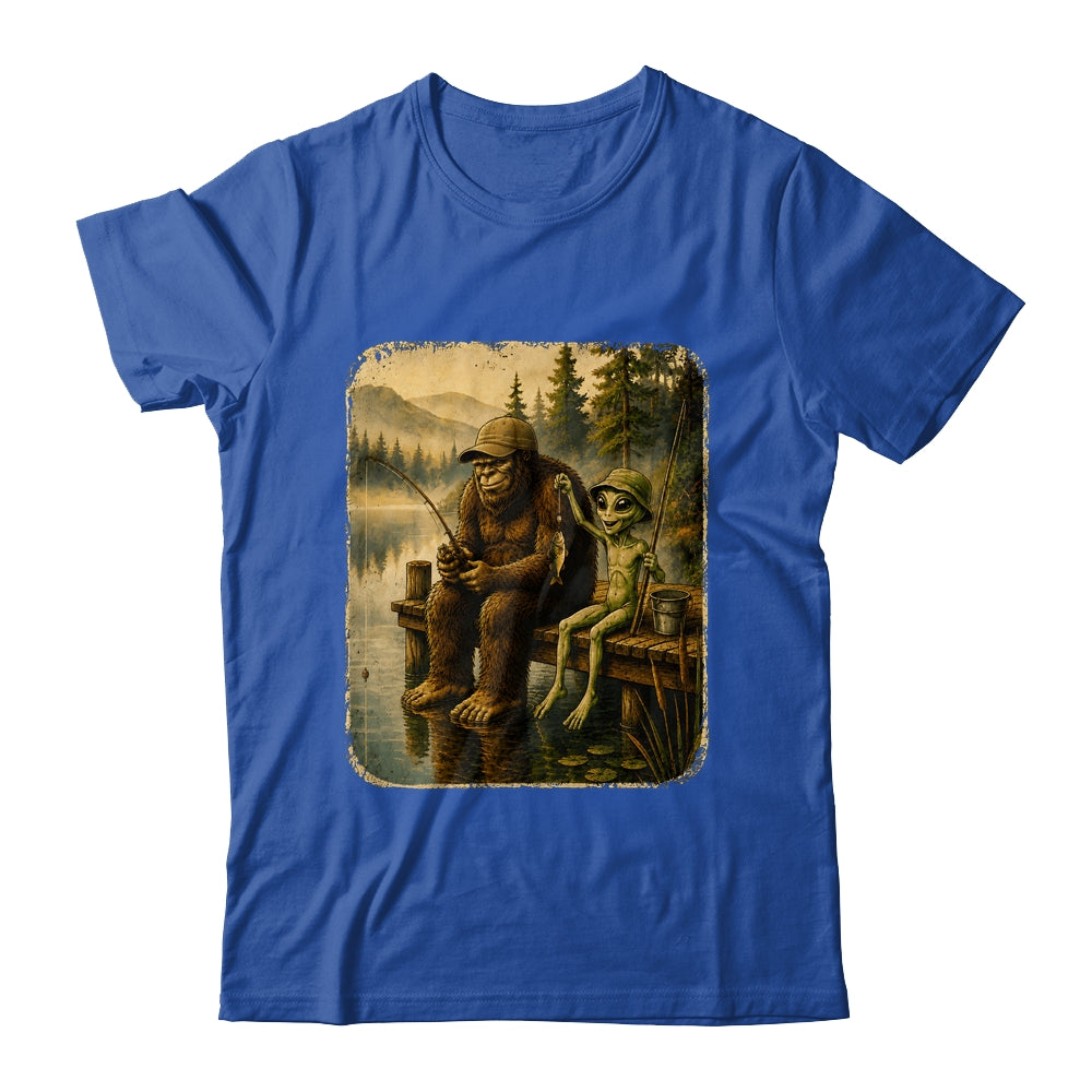 Bigfoot Alien Fishing Funny Men UFO Sasquatch Lovers Camping Shirt & Hoodie | teecentury