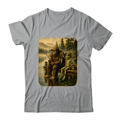 Bigfoot Alien Fishing Funny Men UFO Sasquatch Lovers Camping Shirt & Hoodie | teecentury