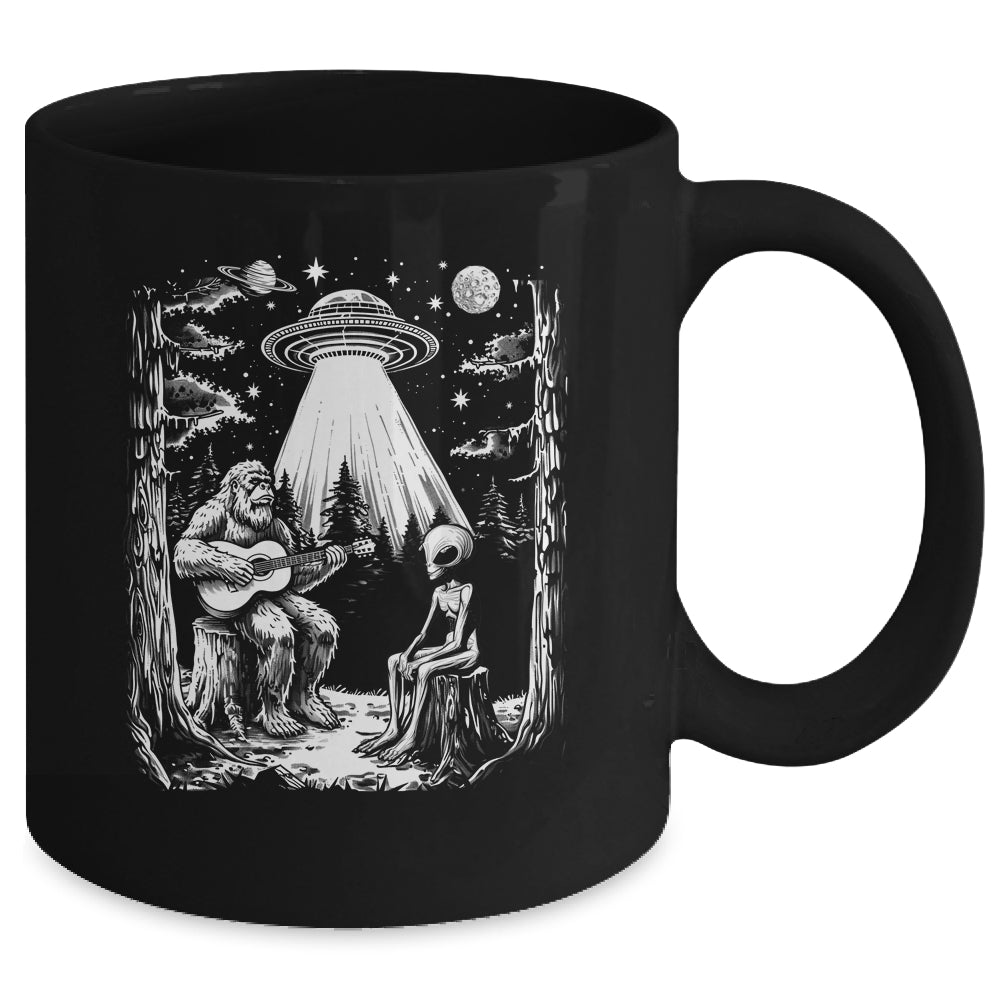 Bigfoot And Alien Campfire Nature For Outdoor Lovers Hiking Mug | teecentury