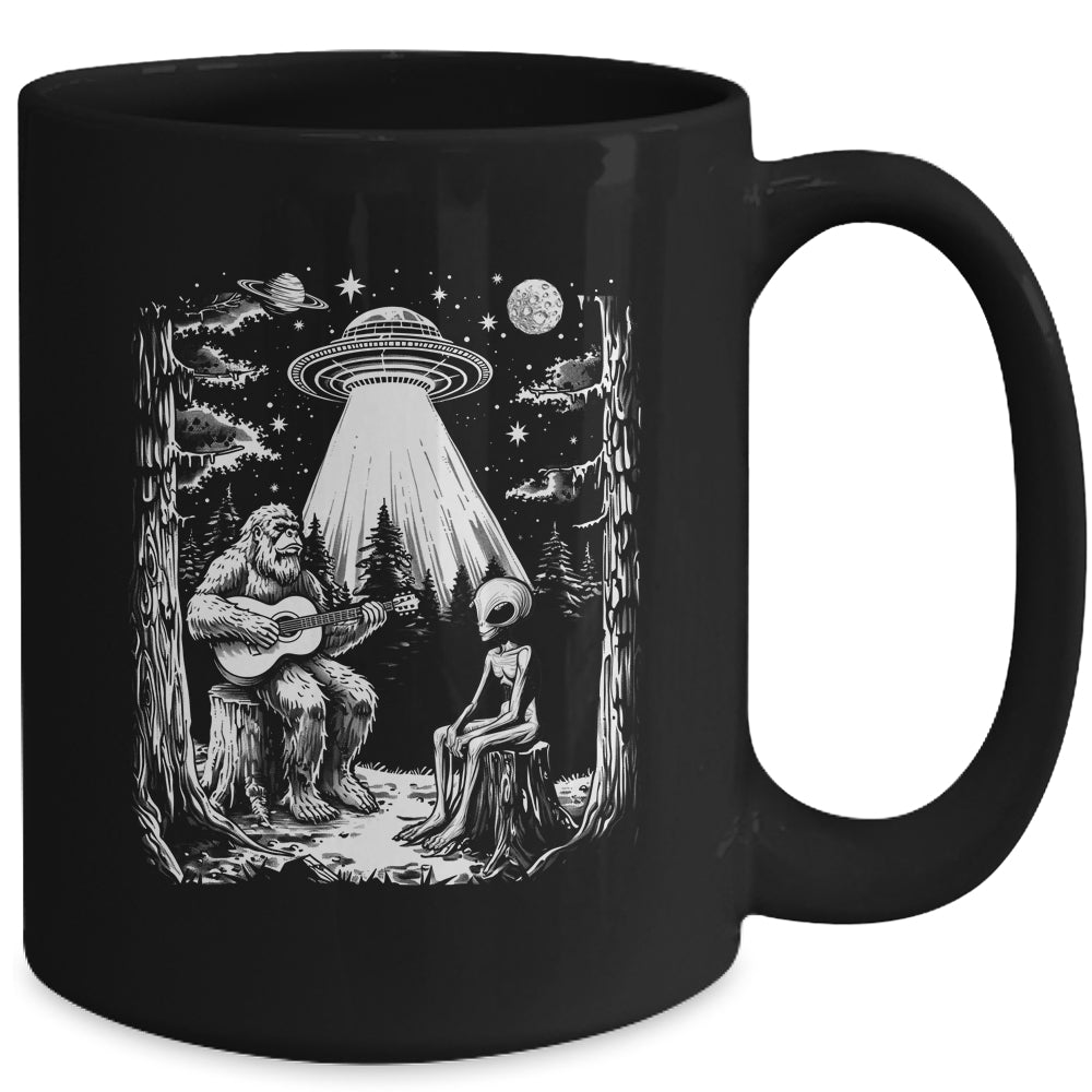 Bigfoot And Alien Campfire Nature For Outdoor Lovers Hiking Mug | teecentury