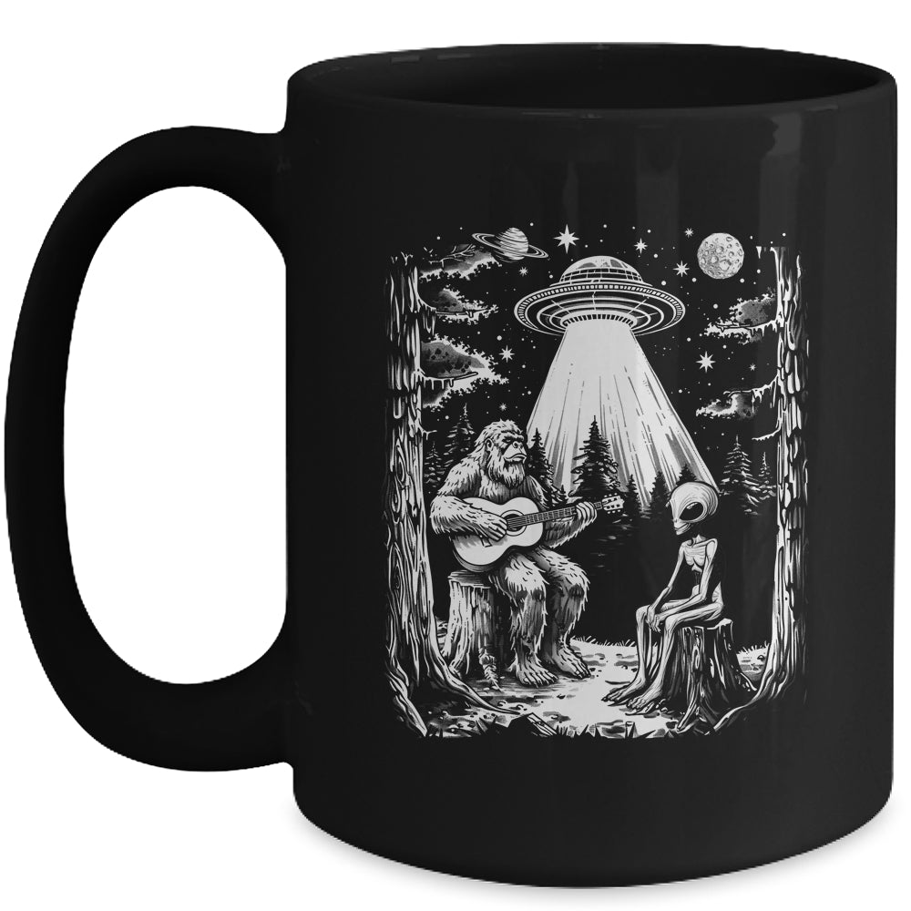 Bigfoot And Alien Campfire Nature For Outdoor Lovers Hiking Mug | teecentury