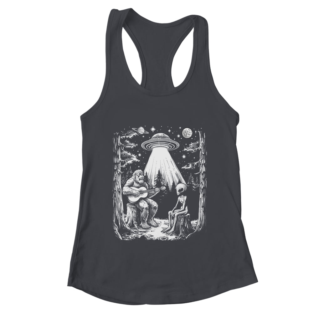 Bigfoot And Alien Campfire Nature For Outdoor Lovers Hiking Shirt & Tank Top | teecentury