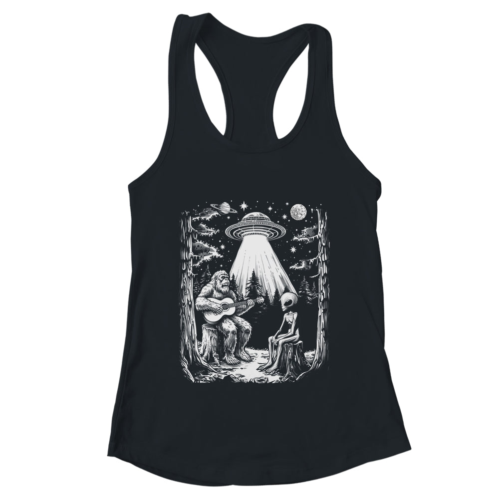 Bigfoot And Alien Campfire Nature For Outdoor Lovers Hiking Shirt & Tank Top | teecentury