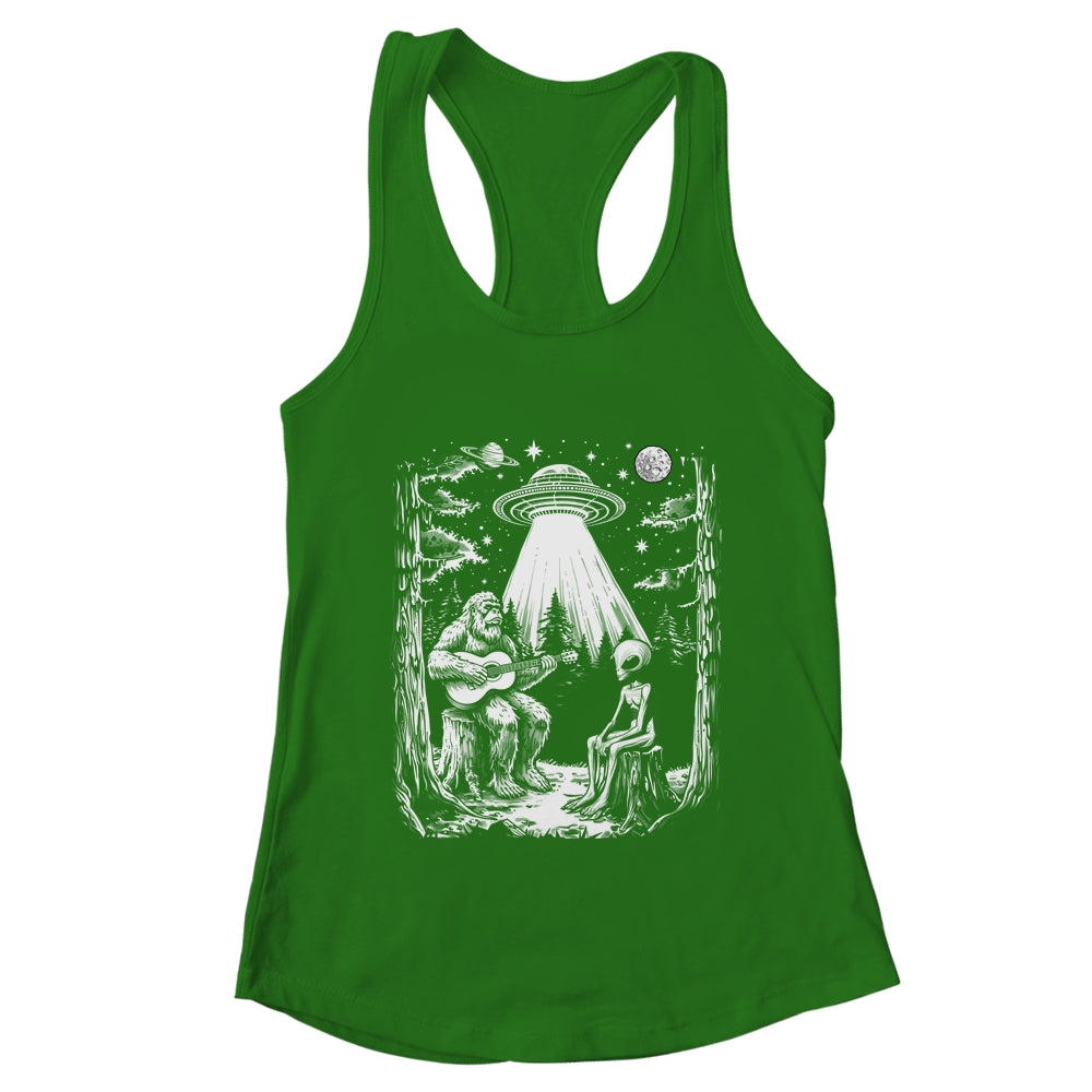 Bigfoot And Alien Campfire Nature For Outdoor Lovers Hiking Shirt & Tank Top | teecentury