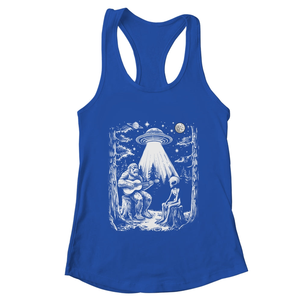 Bigfoot And Alien Campfire Nature For Outdoor Lovers Hiking Shirt & Tank Top | teecentury