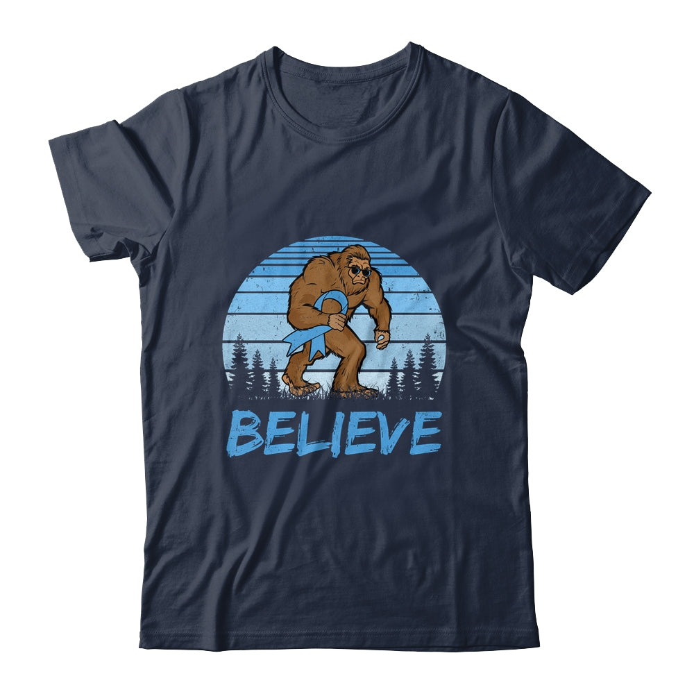 Bigfoot Believe Light Blue Ribbon Prostate Cancer Awareness Shirt & Hoodie | teecentury