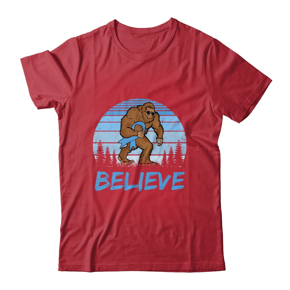 Bigfoot Believe Light Blue Ribbon Prostate Cancer Awareness Shirt & Hoodie | teecentury